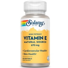 SOLARAY Vitamin E 1000 IU Softgel Capsules, 670 mg - d Alpha Tocopherol Vita...
