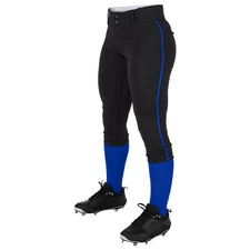 Champro Girl's (Youth) Tournament Fastpitch Pant with Piping BLACK | ROYAL SM