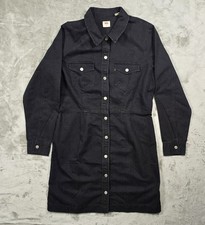 Levis Ellie Denim Dress Black Long Sleeve Button Front WOMENS SIZE XL 38950