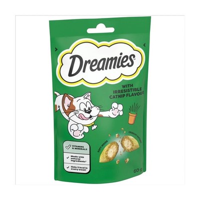 Dreamies Katzenleckerli leckere Snacks Katzenminze Geschmack 4 x 60 g (B.B.D-17.07.2025)