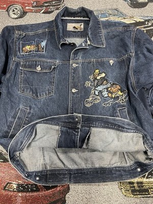 Vintage Y2K Raw Blue Jacket Mens Adult Size XL Denim Hip Hop Rap