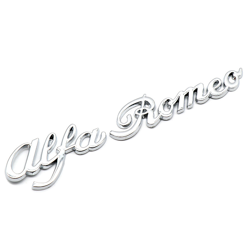 1pc Alfa Romeo Silver Letters Side Fender Trunk Rear Sticker Emblem Badge