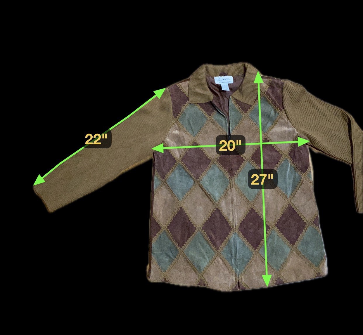 Argyle Patchwork Suede Jacket Women’s Boho Retro … - image 6