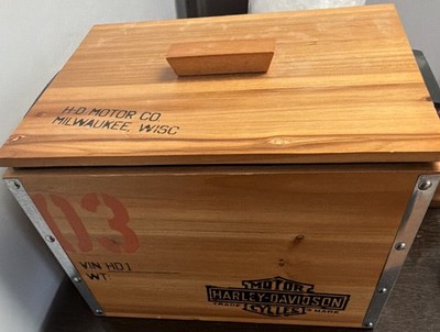 Harley-Davidson Wooden Cooler/Storage Crate Box w/ Lid Motorcycle Advertising 