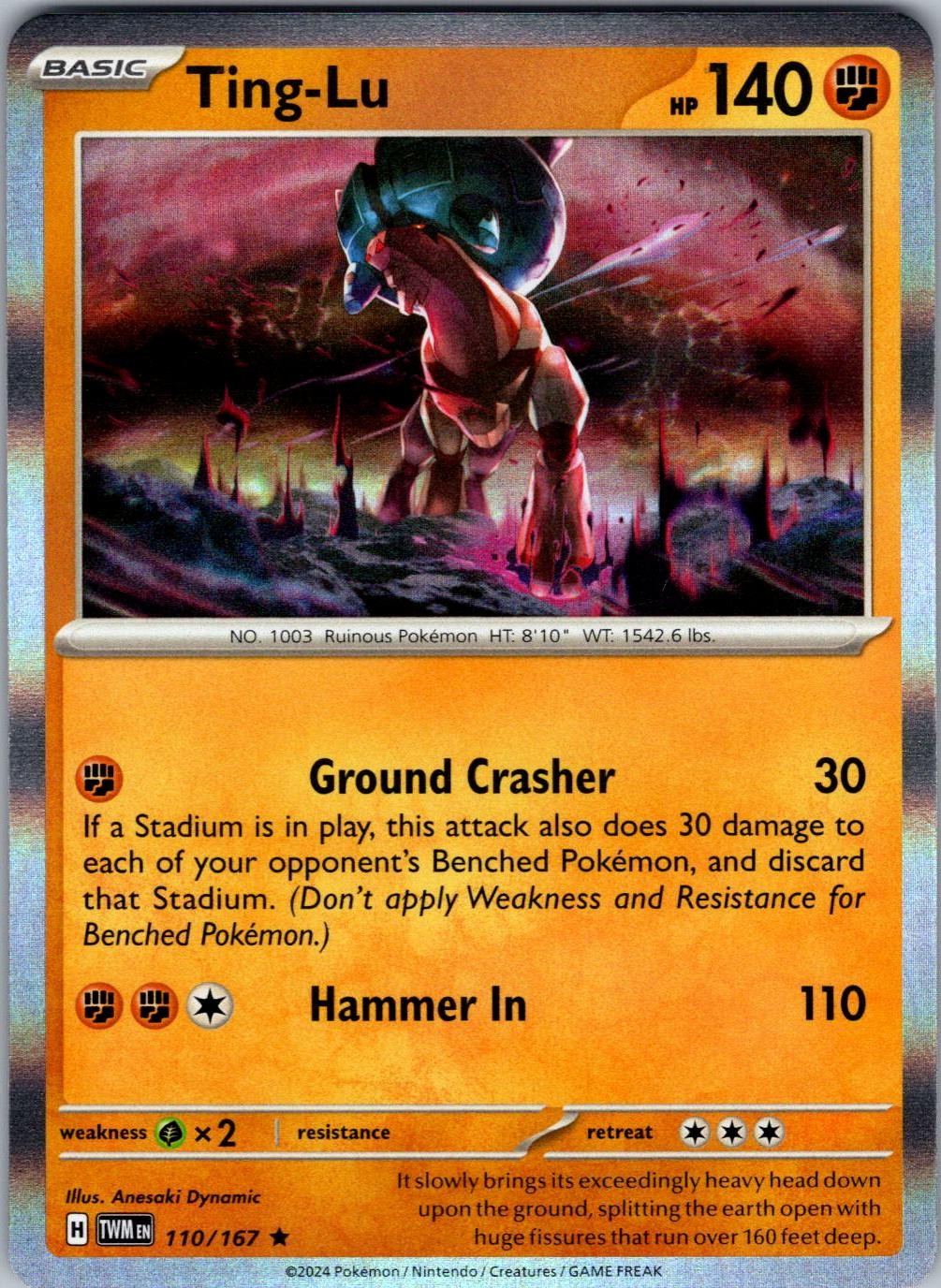 Ting-Lu 110/167 Rare Twilight Masquerade Pokemon Holo Near Mint