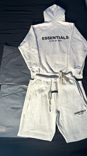 Essentials Fear of God light oatmeal 2pc Sweatsuit Set Hoodie Pants Logo