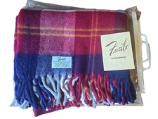 Vtg Faribo Plaid Acylic Fringed CATNAPPER 52" X 48" lap Blanket NOS Throw cabin
