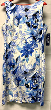 CHAPS Blue Floral Sleeveless Sheath Dress Size: 16
