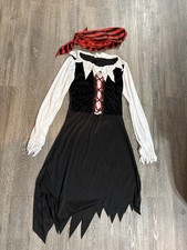 Buccaneer Pirate Costume Dress  Headpiece Kids Size XL 14-16