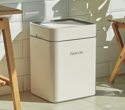 Reencle 20L Smart Sensor Trash Can   Automatic Touchless Bin, Beige+Tracking