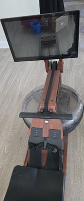 Ergatta WaterRower Wood Water Resistance Rowing Machine w/ Monitor, and Wheels