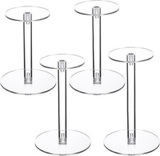 4 Pcs Round Acrylic Display Stands Small Clear Display Risers Plastic Clear