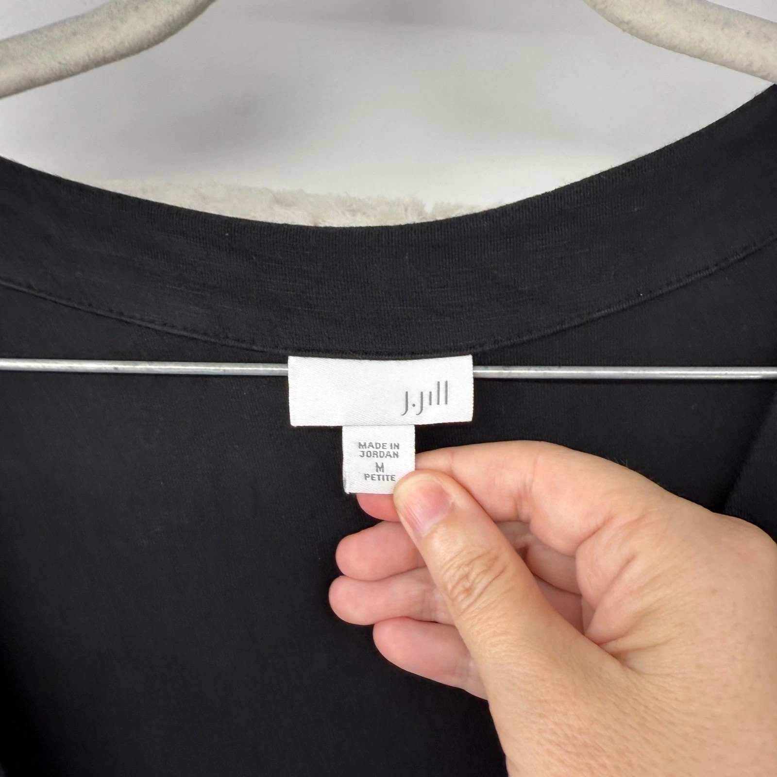 VETEMENTS Abito midi J. Jill nero petite scollo a V misto rayon casual comodo minimalista