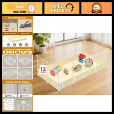DIY Small Animal Playpen - 12 Panels Guinea Pig Cage, 48"x24"x16", Expandable Pe