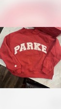 PARKE Valentine's Fleece Varsity Mockneck Crimson  Peony SIZE L/XL SHIPS ASAP