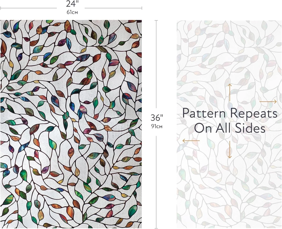 Artscape New Leaf | Película de privacidad para ventana con patrón de colores vibrantes | No adhesivos Foto 4 de 4