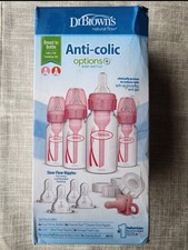 Dr. Brown  s Anti-colic Options Baby Bottle Set 4oz Pink BPA-Free Slow Flow