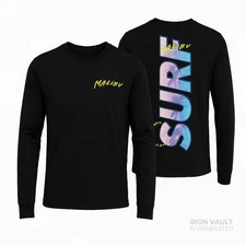 Original Use Malibu Surf Black Long Sleeve Graphic Tee Mens Multiple Sizes