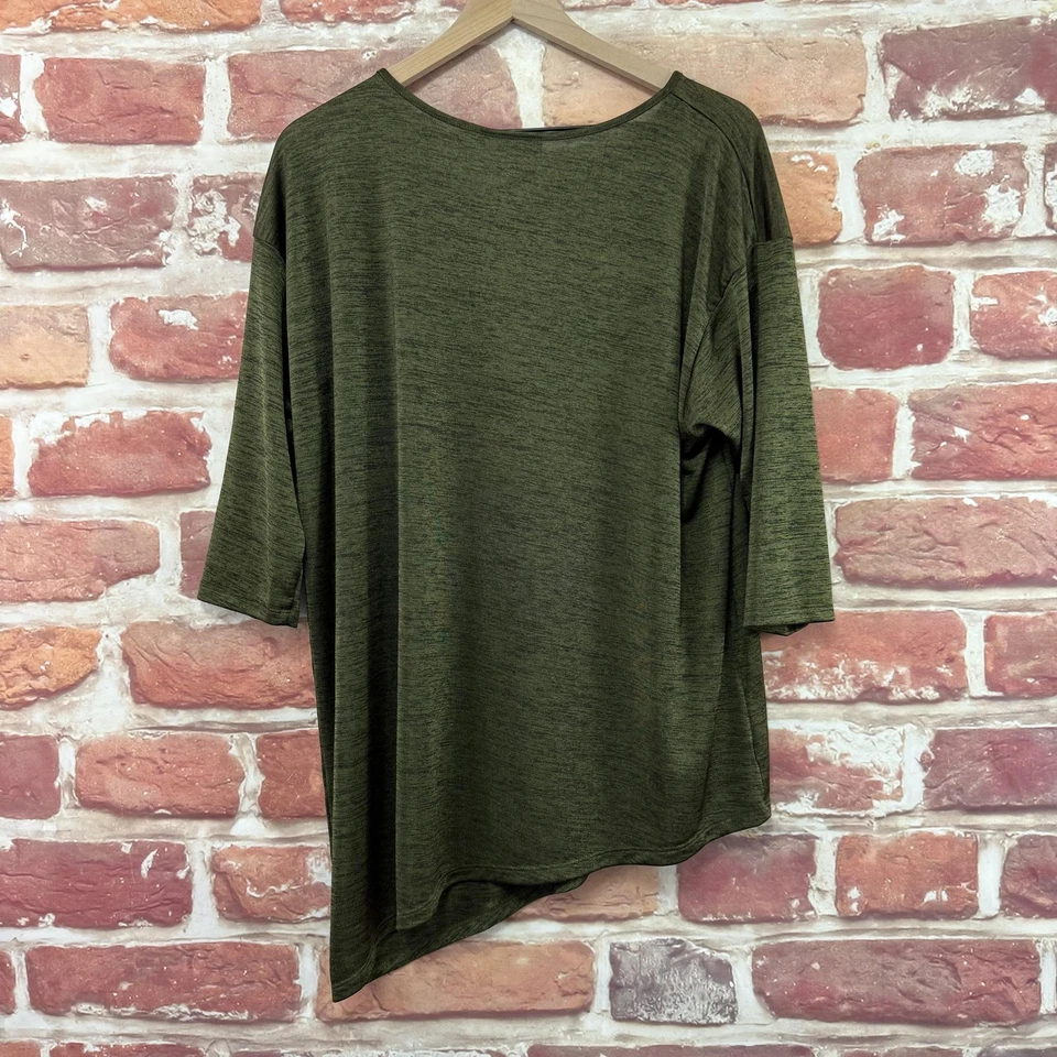 INC International Concepts Top Mujer 1X Camisa Verde Asimétrica Elástica Slinky Foto 4 de 4