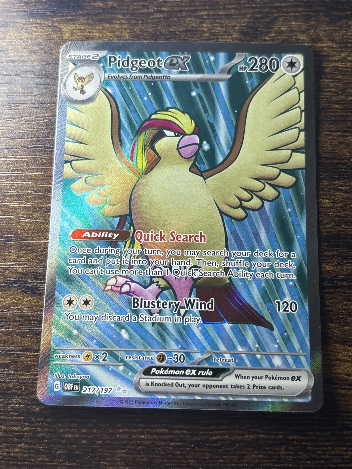 Pidgeot ex 217/197 SV03: Obsidian Flames Holo