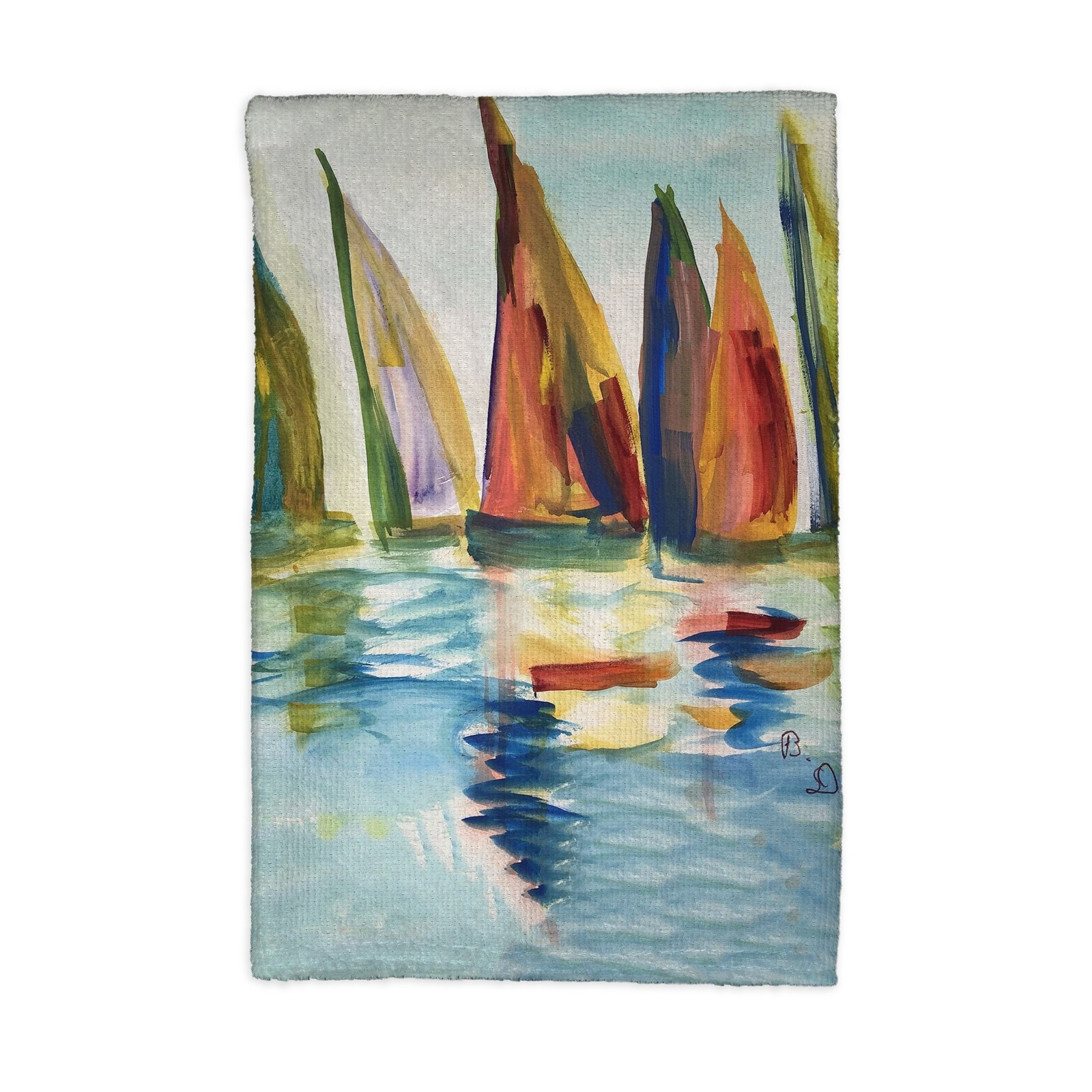 Vibrant Multi-Color Sails Kitchen Towel 16x25 Inches