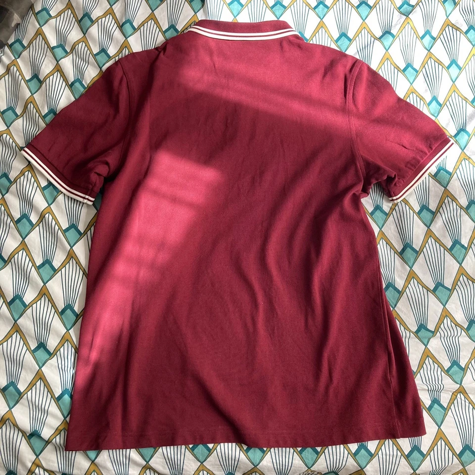 Polo FRED PERRY M3600 - Bordeaux et blanc, size XL - Photo 2/4