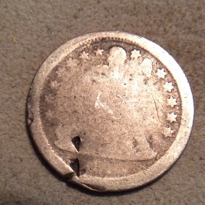NO DATE LIBERTY SEATED DIME E-70    SILVER FREE SHIPPING