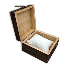 Small Wooden Box with Hinged Lid for Jewelry Trinket and Watch Storage Paulow...