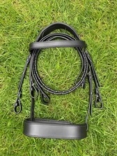 Working Hunter Bridle 2'' Wide Noseband Padded Leather Brown Brown Laced Reins