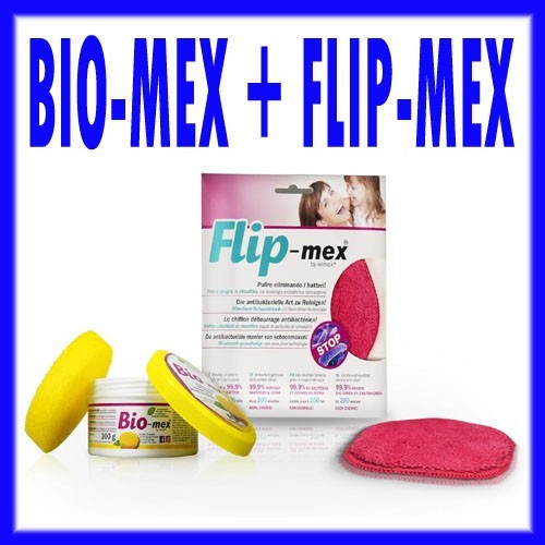 KIT BIOMEX 300g DETERGENTE SOLIDO +  FLIP-MEX PANNO SPUGNA MICROFIBRA 16x16