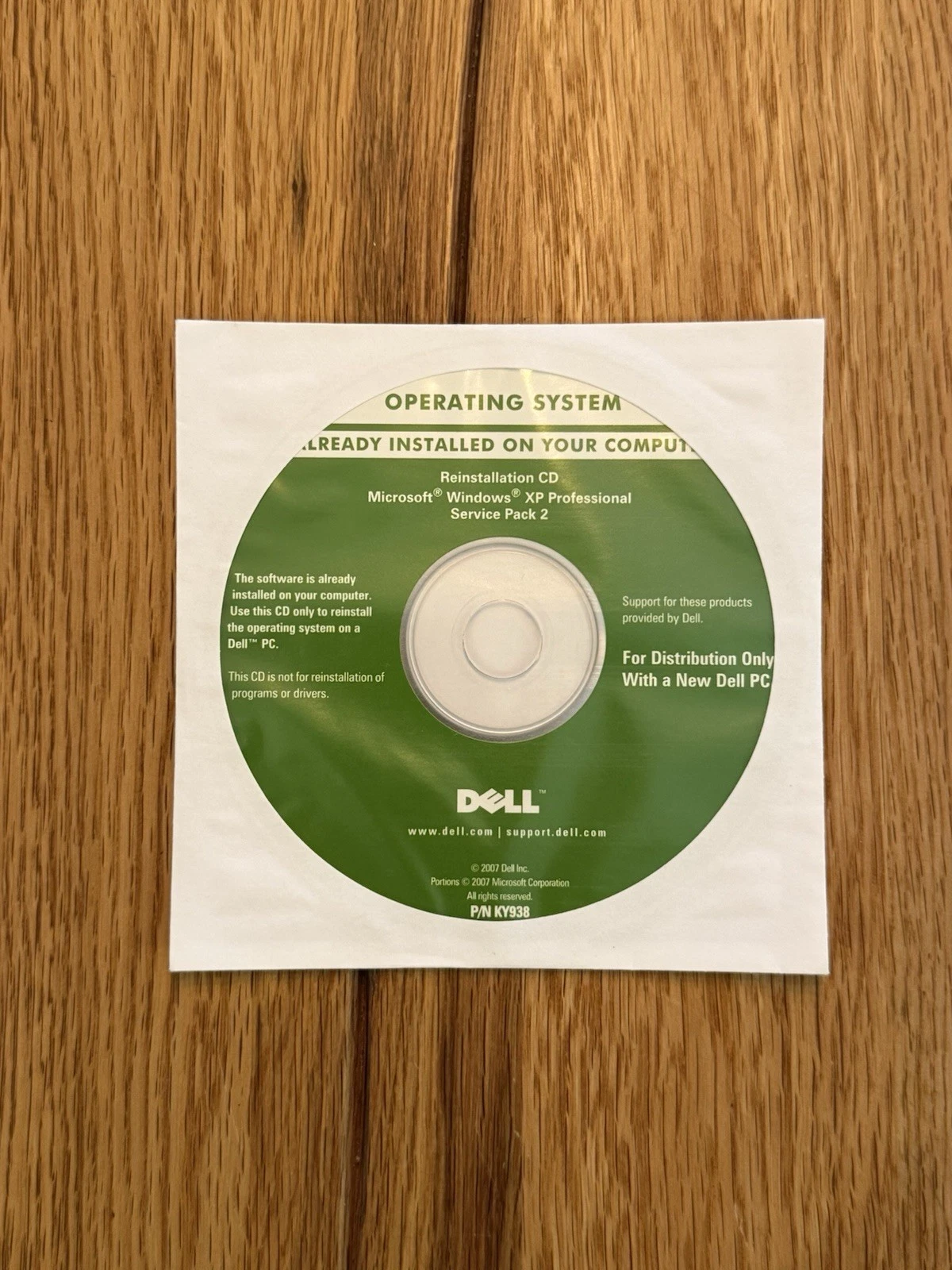 Dell Reinstall CD Microsoft Windows XP Professional Service Pack 2 KY938 - New