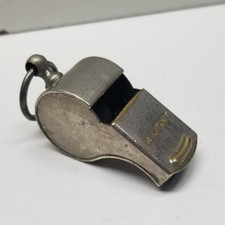 Vintage Official Military Whistle Antique Brass Cork Ball Made In USA
