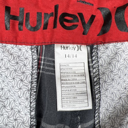 Hurley Boys Shorts Gray Red Plaid Bermuda Pockets Youth Size 14 - Picture 10 of 11