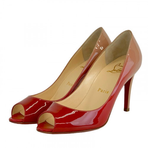 Unused] Christian Louboutin Gradient Patent Peep-Toe Pumps, US5