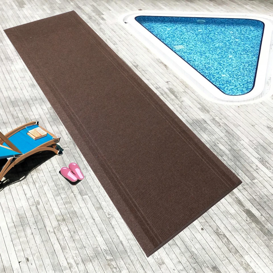 Anti Slip Light Weight Low Profile Brown Rug Runner Hallway Office Outdoor - Image 3 of 4