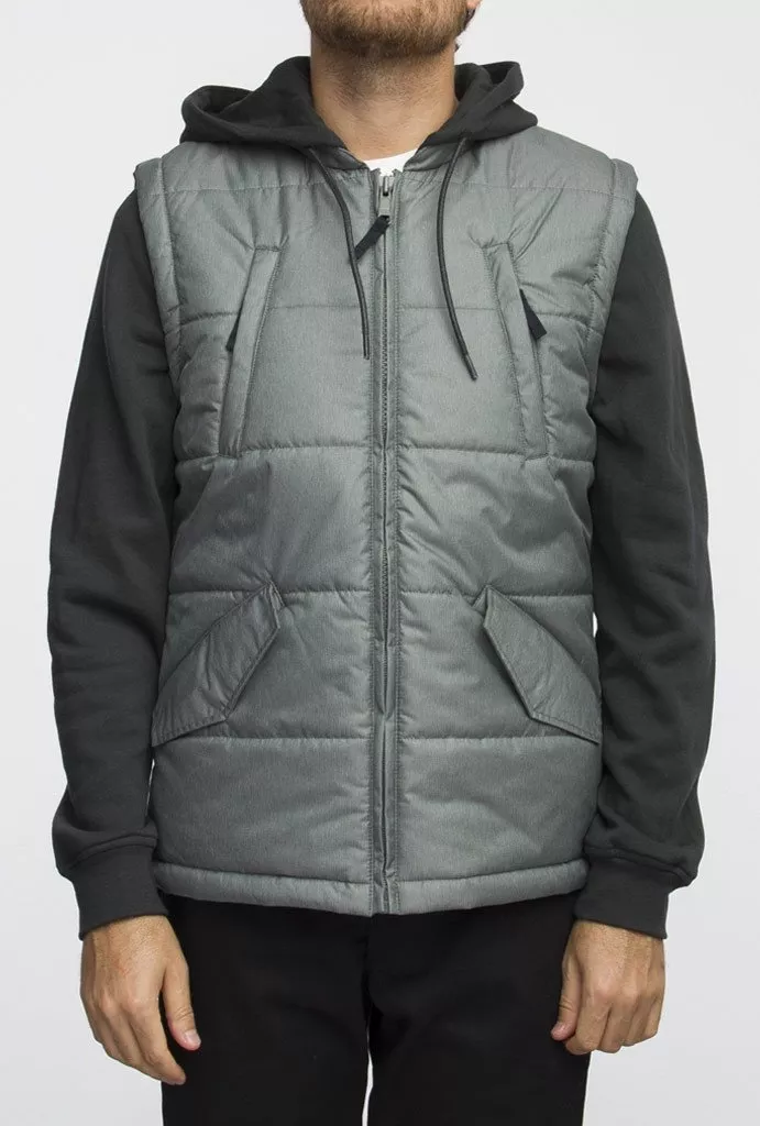Rvca PUFFER QUILTED EXPEDITION HOODIE Pirate Black Wash Vest Men&