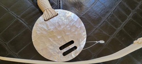 NWT $220 ESCADA WOMEN'S CROCHET LEATHER & MOTHER OF PEARL BELT SZ 42 45"x 1.5" - Picture 3 of 13