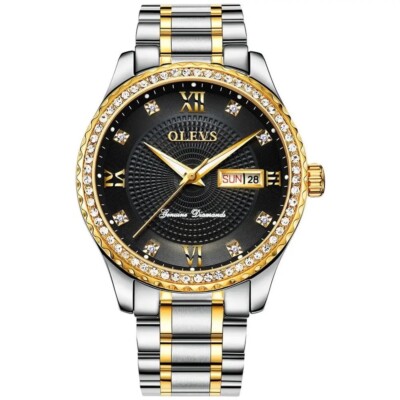 OLEVS 6618 Simulated Diamond Waterproof Luminous Quartz Stainless