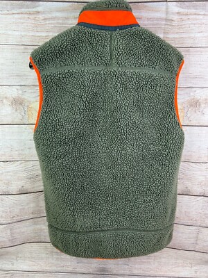 Patagonia Retro-X Green Orange Mens Sz Small Deep Pile Full Zip Up