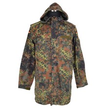 German Bundeswehr Flecktarn Camo Military Parka Jacket GR13 XL Tall Hood