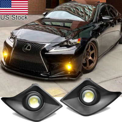 2pcs JDM 3000K Yellow LED Fog Light Kit Projector For 2014-2016 Lexus IS F-Sport