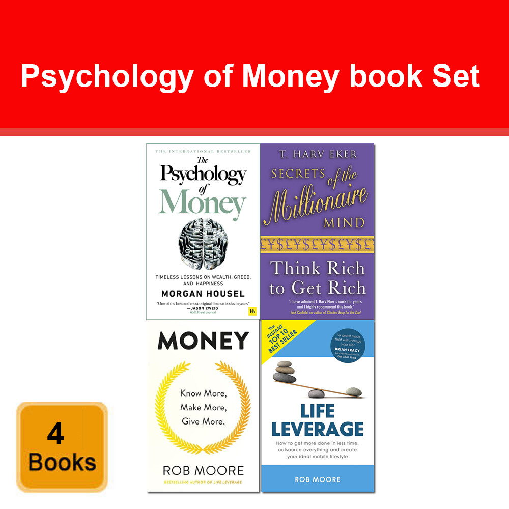 Psychology of Money, Life Leverage, Secrets of the Millionaire Mind 4 Books Set
