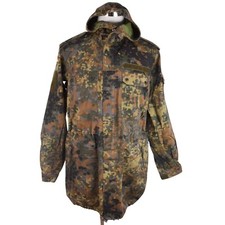 German Bundeswehr Flecktarn Camo Military Parka Jacket GR12 L Tall Hood Woodland