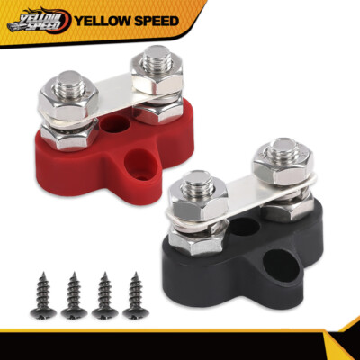 5/16'' Ring Red Black Junction Block Power Post Insulated Terminal Stud Battery 