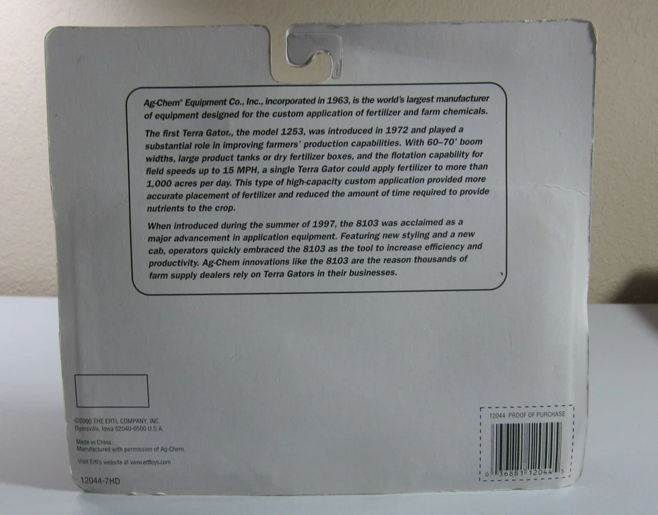 NEW SEALED Ertl Ag-Chem 8103 Terra Gator Dry Fertilizer Load 1:64 Scale #12044 - Image 3 of 3