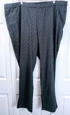 Isaac Mizrahi Live  26W  Stretch pull on Pants Black & Gray Geometric New 