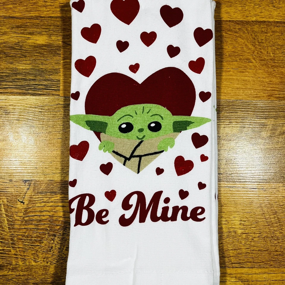 Disney Star Wars Paquete de 2 Toallas de Cocina de Mano Día de San Valentín Bebé Yoda Be Mine NUEVO Foto 4 de 4