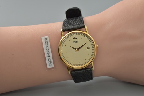 "Near MINT" 1988 Vintage Seiko 5Y89-7010 Quartz Dress Watch Gold Case Date Japan - Picture 3 of 16