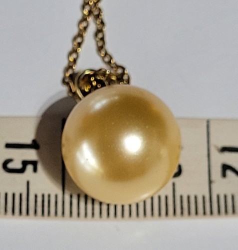 Classic South Sea Size 16mm Golden Shell Pearl Pendant 14k Gold Plated bail 7Grm - Picture 7 of 10