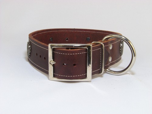 1 - 1/2 Inch - Wide Top Quality Leather Dog Collar W/ Heart Conchos Made in USA - Bild 7 von 19